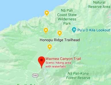 Opaekaa Falls Map